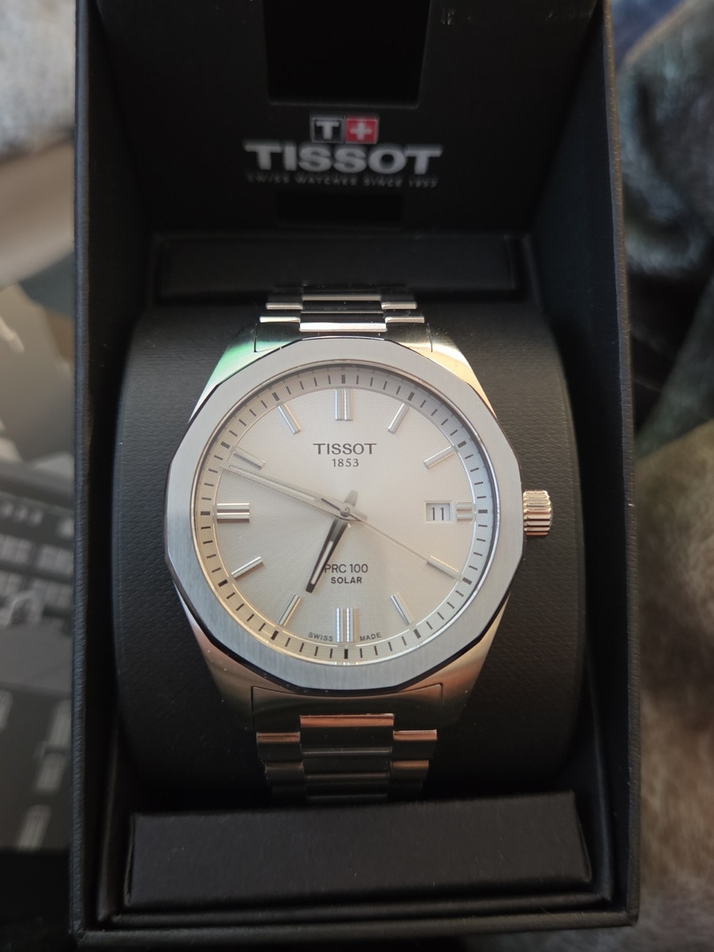 Tissot Silver Dial Stainless Steel Solar Watch